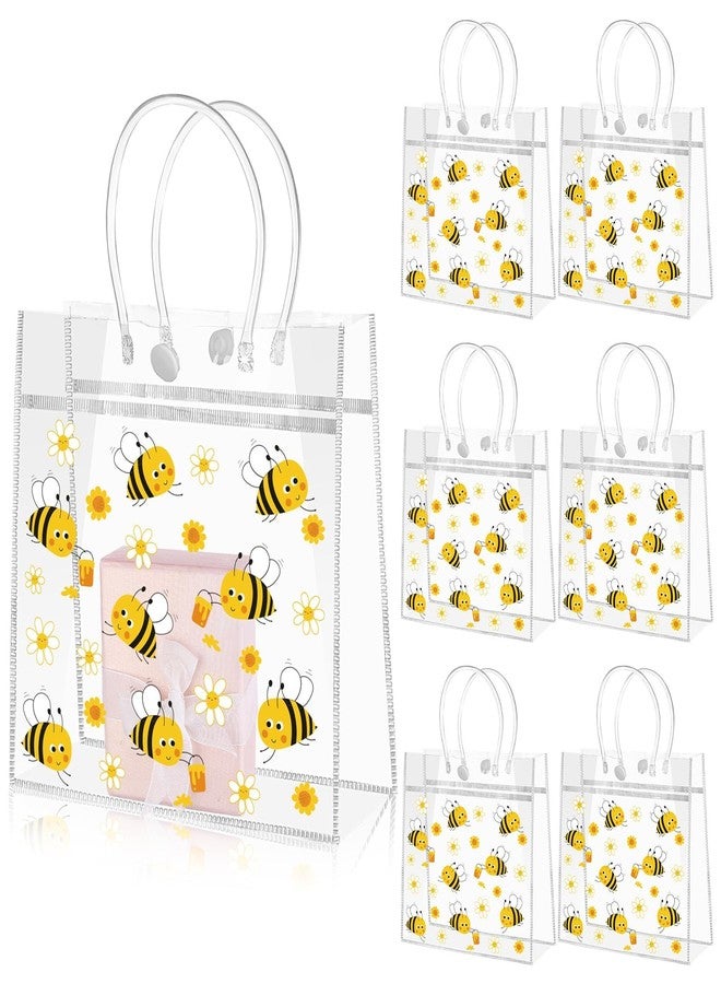 Beupy 30Pcs Bee Clear Gift Bag with Handle PVC Honey Bee Party Goodie Treat Bags Snack Bag for Bees Theme Birthday Gender Reveal Baby Shower Party Favor Decoration Supplies,7.87 x 7.87 x 3.15 Inch - Image 1